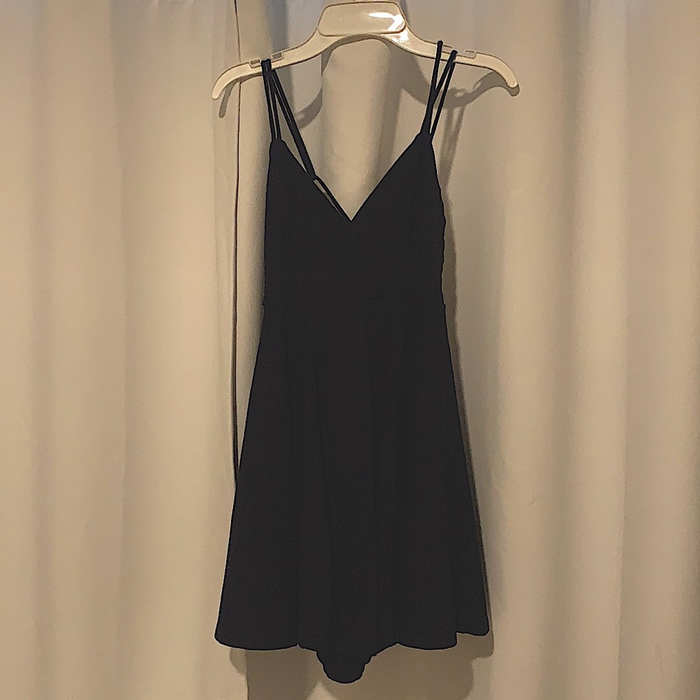 blue homecoming flowy fit and flair dress